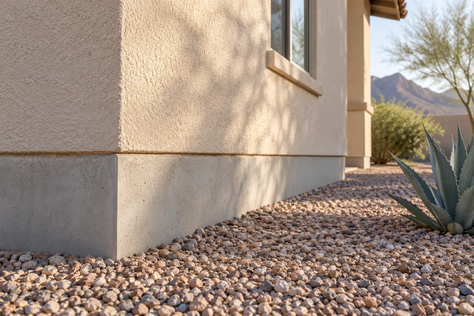 Illustrative Arizona home foundation and desert landscaping